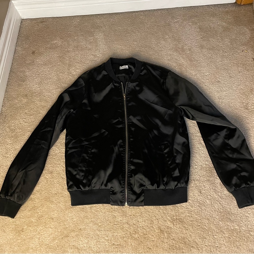 Black Bomber Jacket - Medium